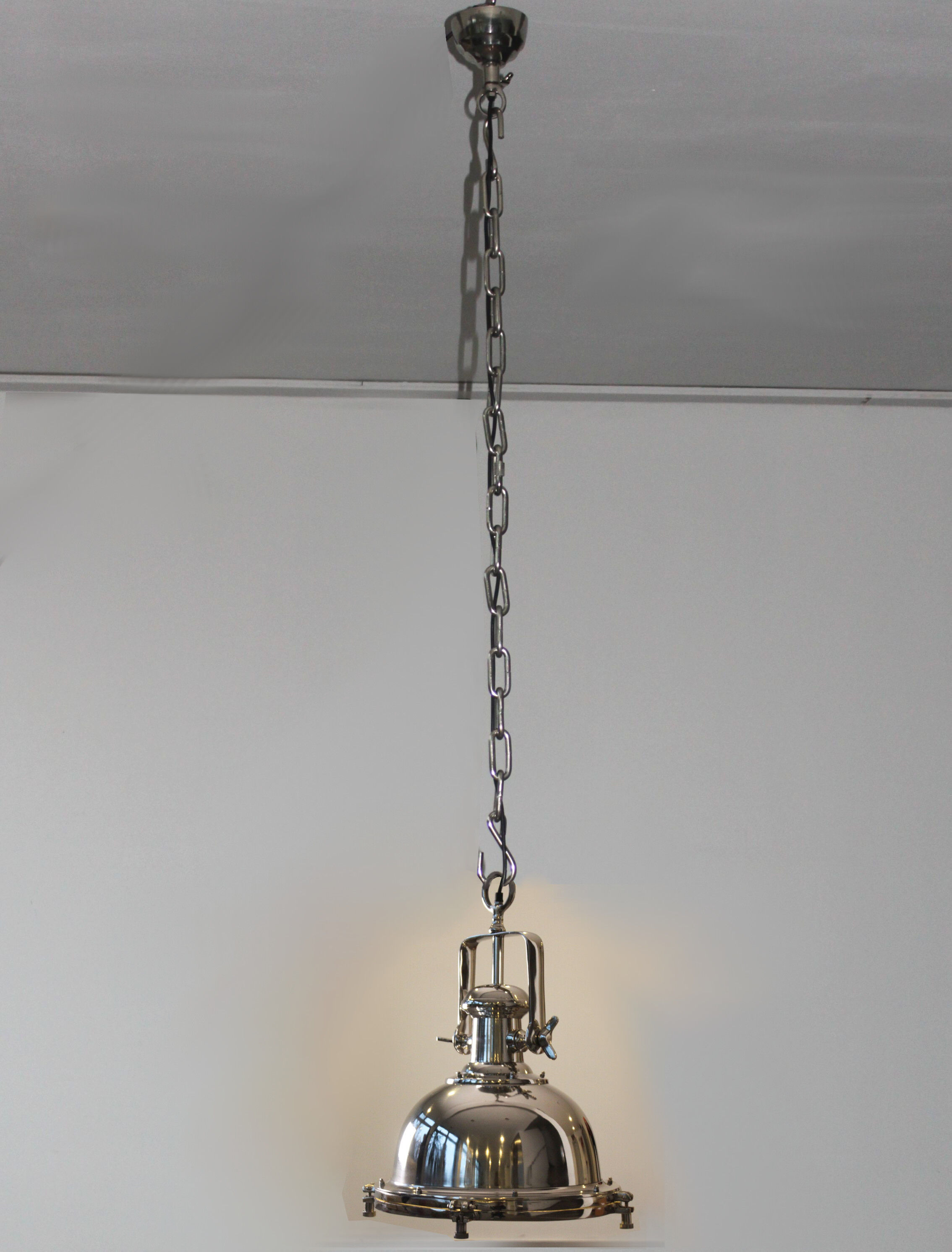 Nickel pendant light, industrial style
