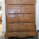Louis XV chest of drawers in marquetry and gilded bronze - Marble top