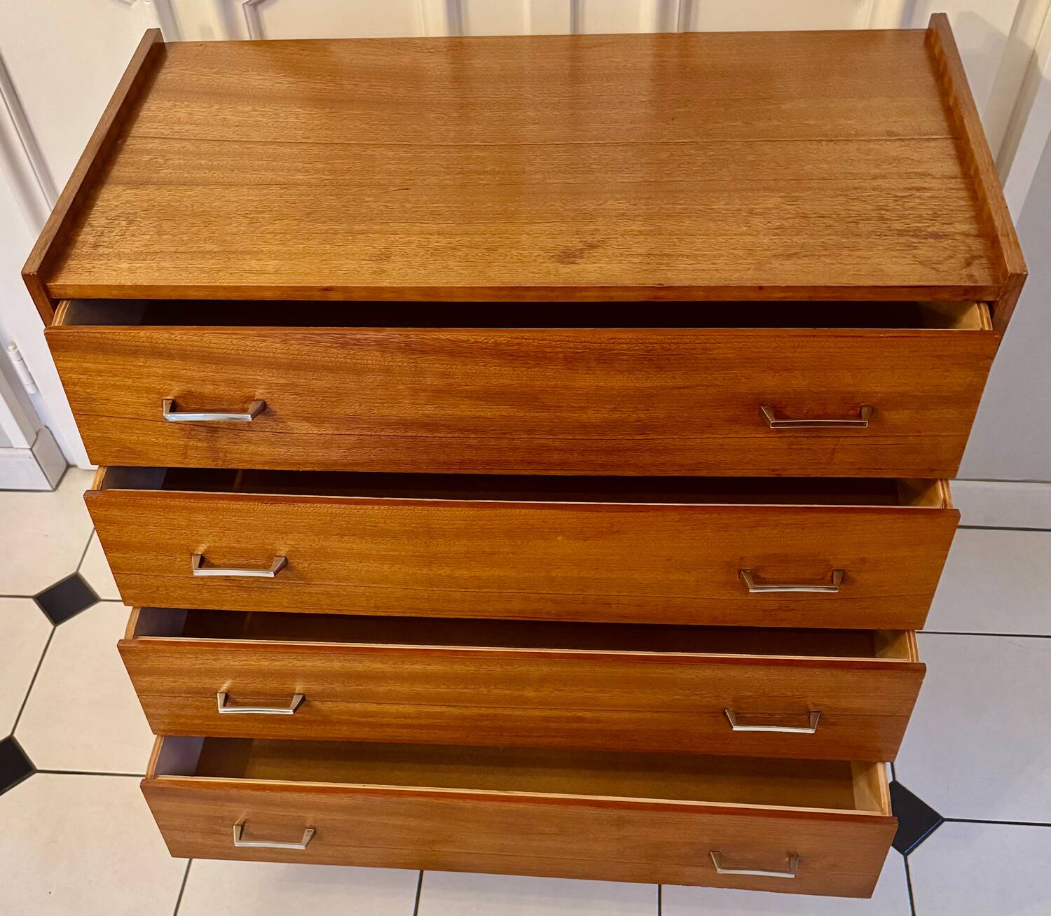 Vintage chest of drawers with compass feet