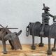 Vintage sculpture in recovered metal, La corrida and its actors