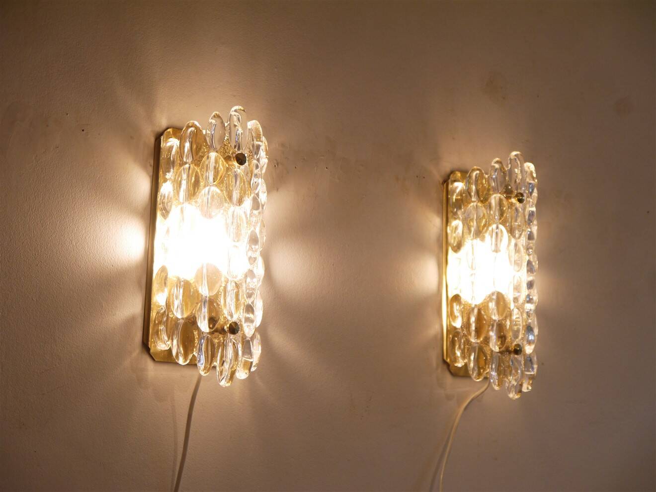 Swedish crystal wall lights by Carl Fagerlund 1960