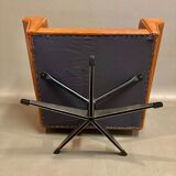 Swivel armchair leather Scandinavian design 1950.