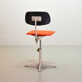 Ahrend De Cirkel Industrial Desk Chair with Orange Fabric Upholstery 1950s