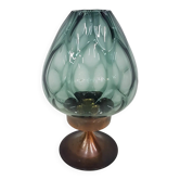 Candlestick, gold-tone brass, clear greenish glass, Austria, 1960s.