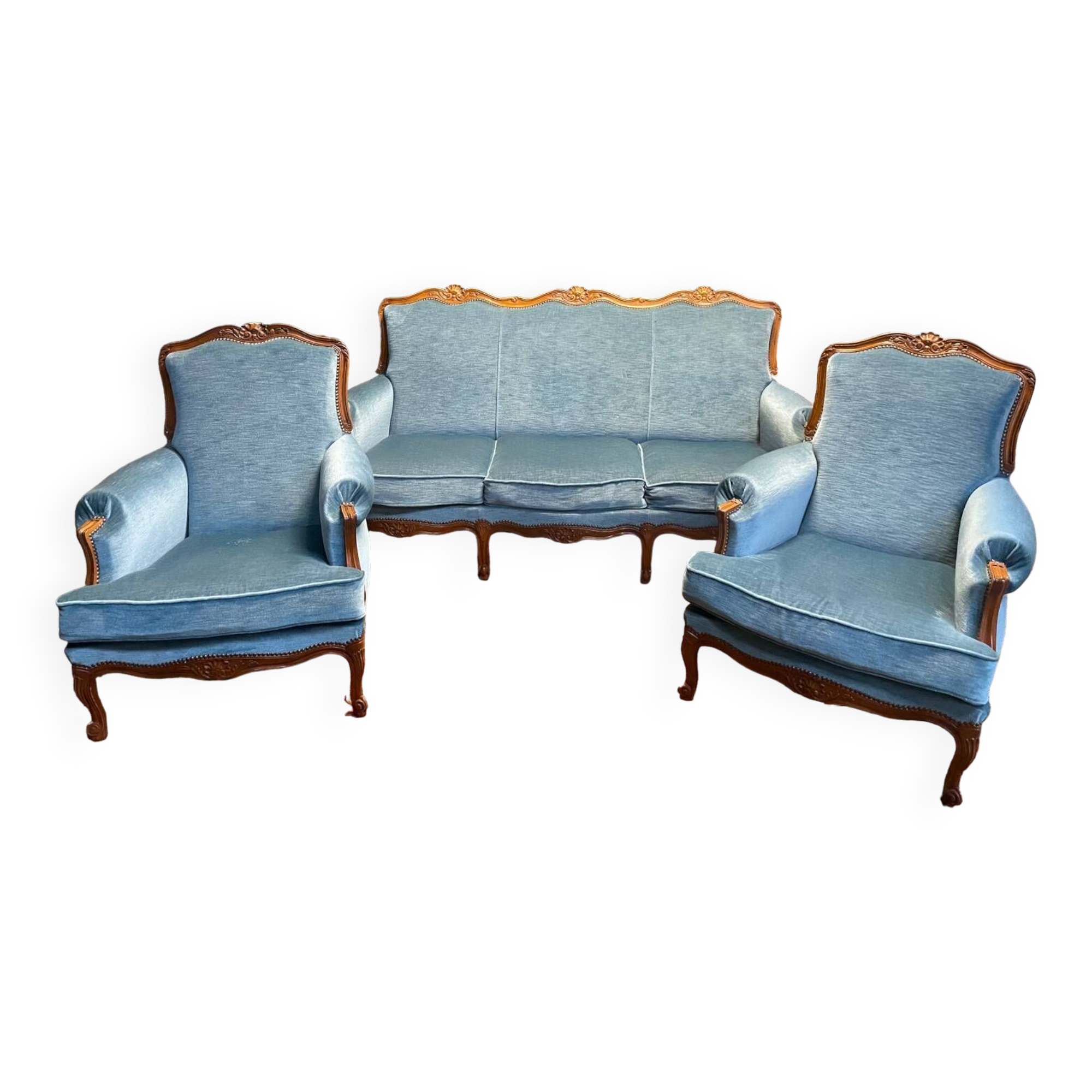 Louis XV style living room Sofa and pair of Armchairs