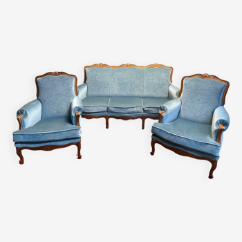 Louis XV style living room Sofa and pair of Armchairs