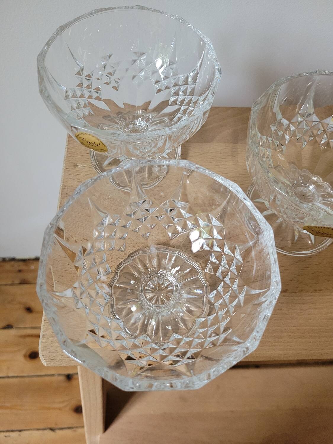 Lot de 3 coupes à glace Longchamp de Cristal d'Arques