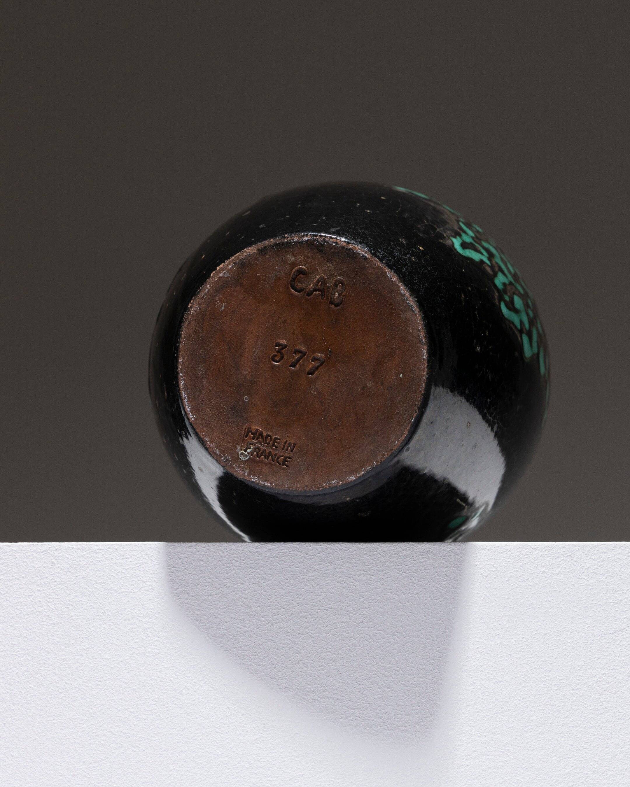 Vase art déco en poterie émaillée, cab primavera, 1930s