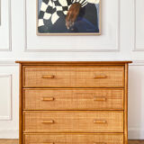 Vintage rattan chest of drawers