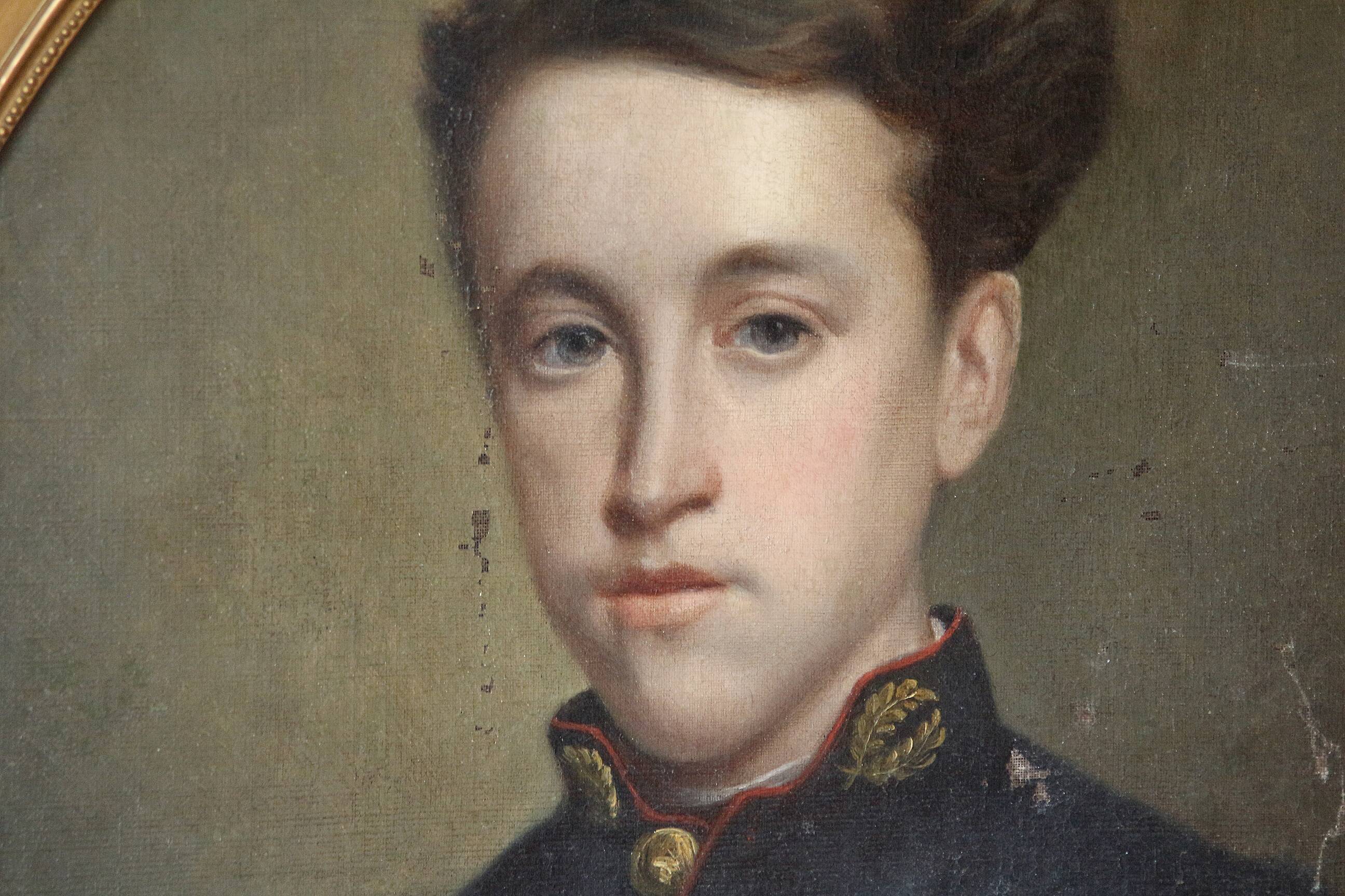 Painting: LETOURNELLE (19th century). Portrait of a schoolgirl. 1862.