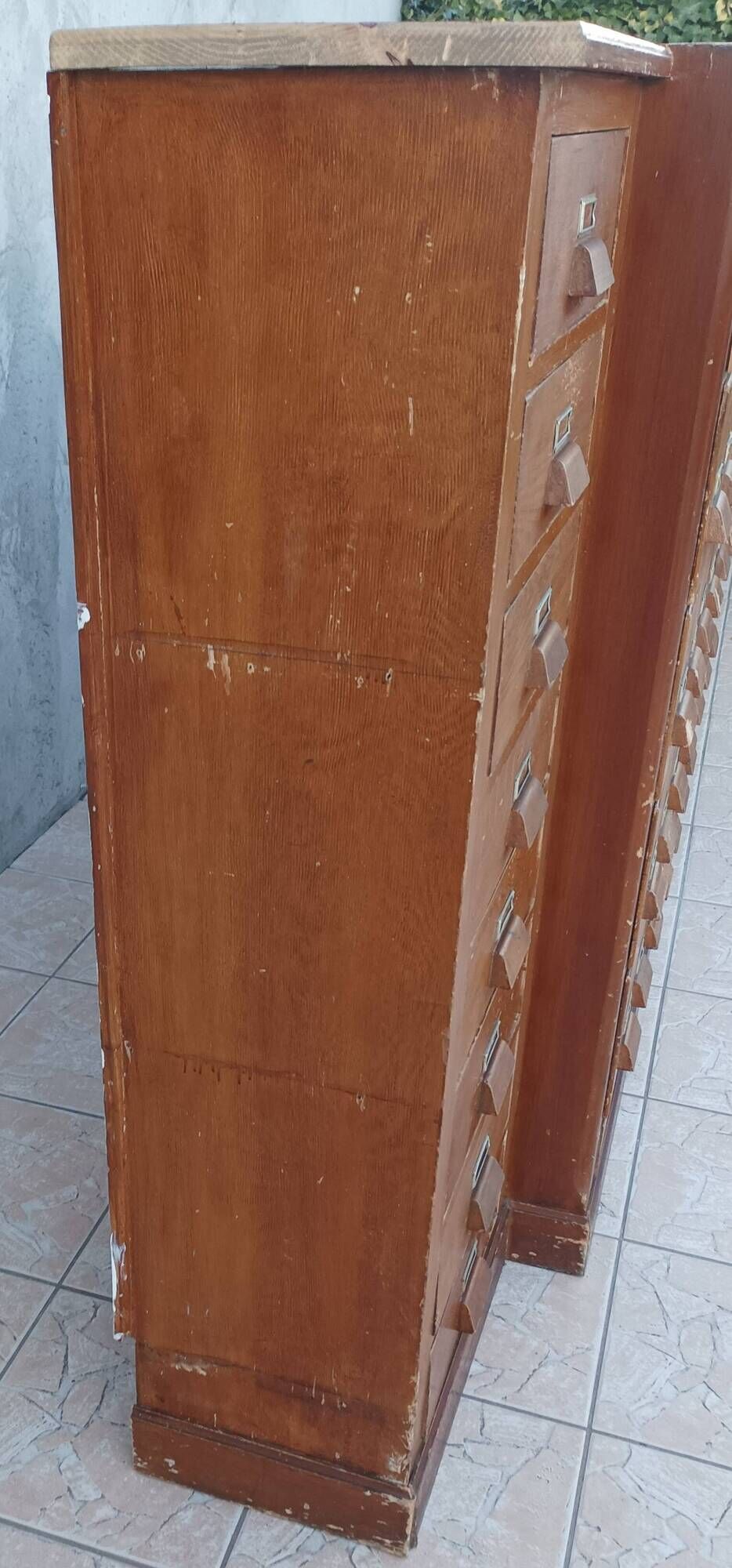 Apothecary or trade cabinet in fir with 53 drawers.