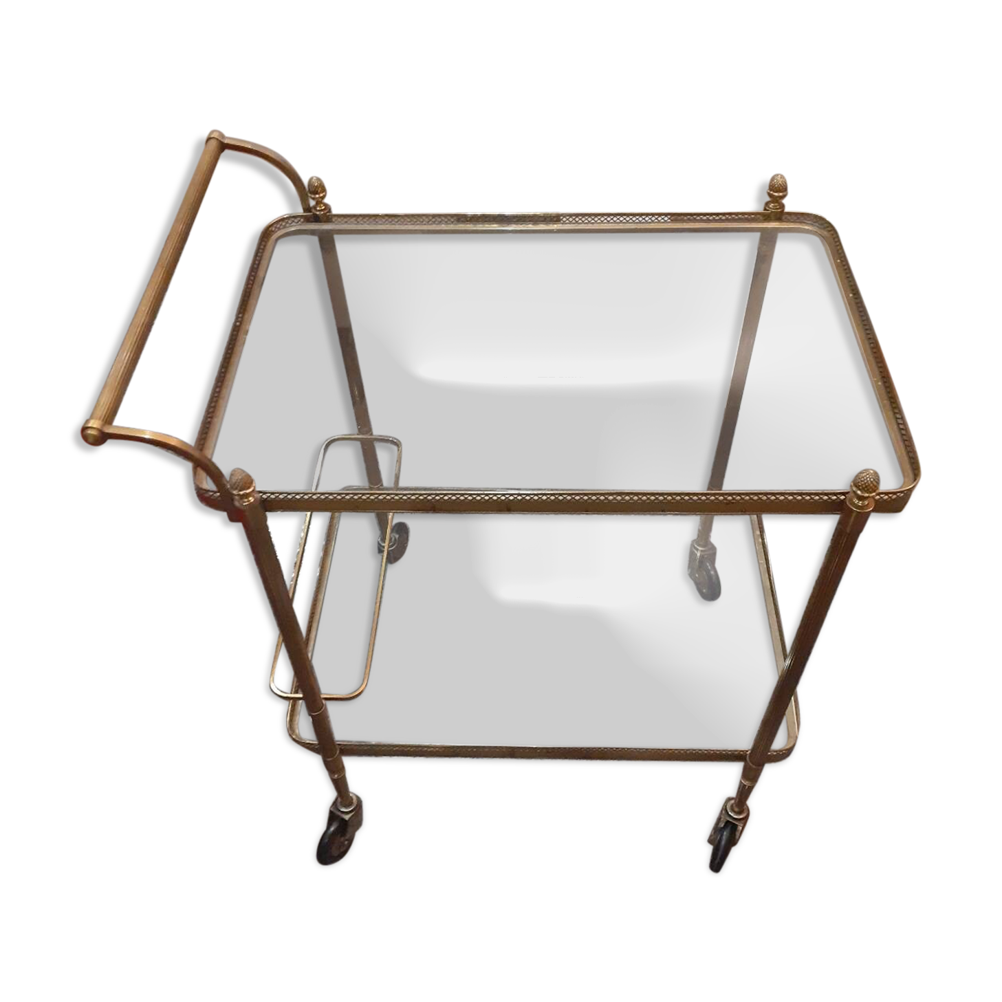 Brass and glass serving trolley