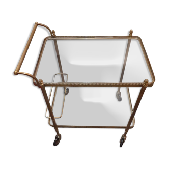 Brass and glass serving trolley