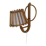 Lampe applique en rotin milieu du siècle moderne