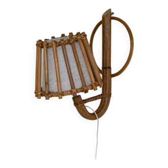 Lampe applique en rotin milieu du siècle moderne