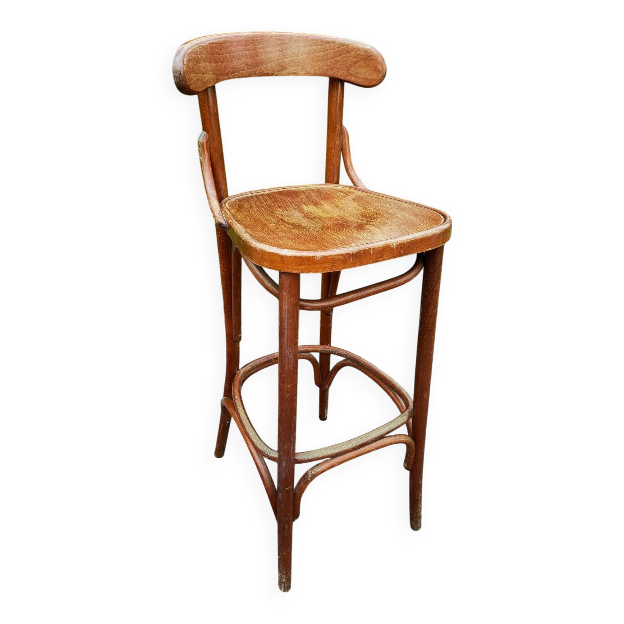 Antique turned wooden bar stool