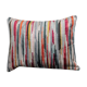 Coussin double face en velours d'ameublement d'éditeur, rayé multicolore bleu turquoise