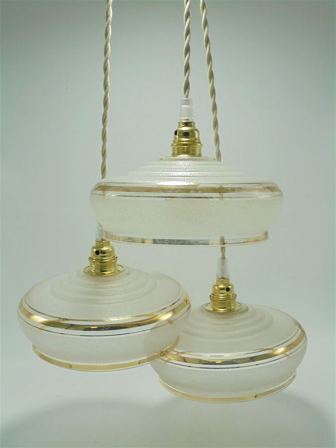 Set de 3 suspensions art déco
