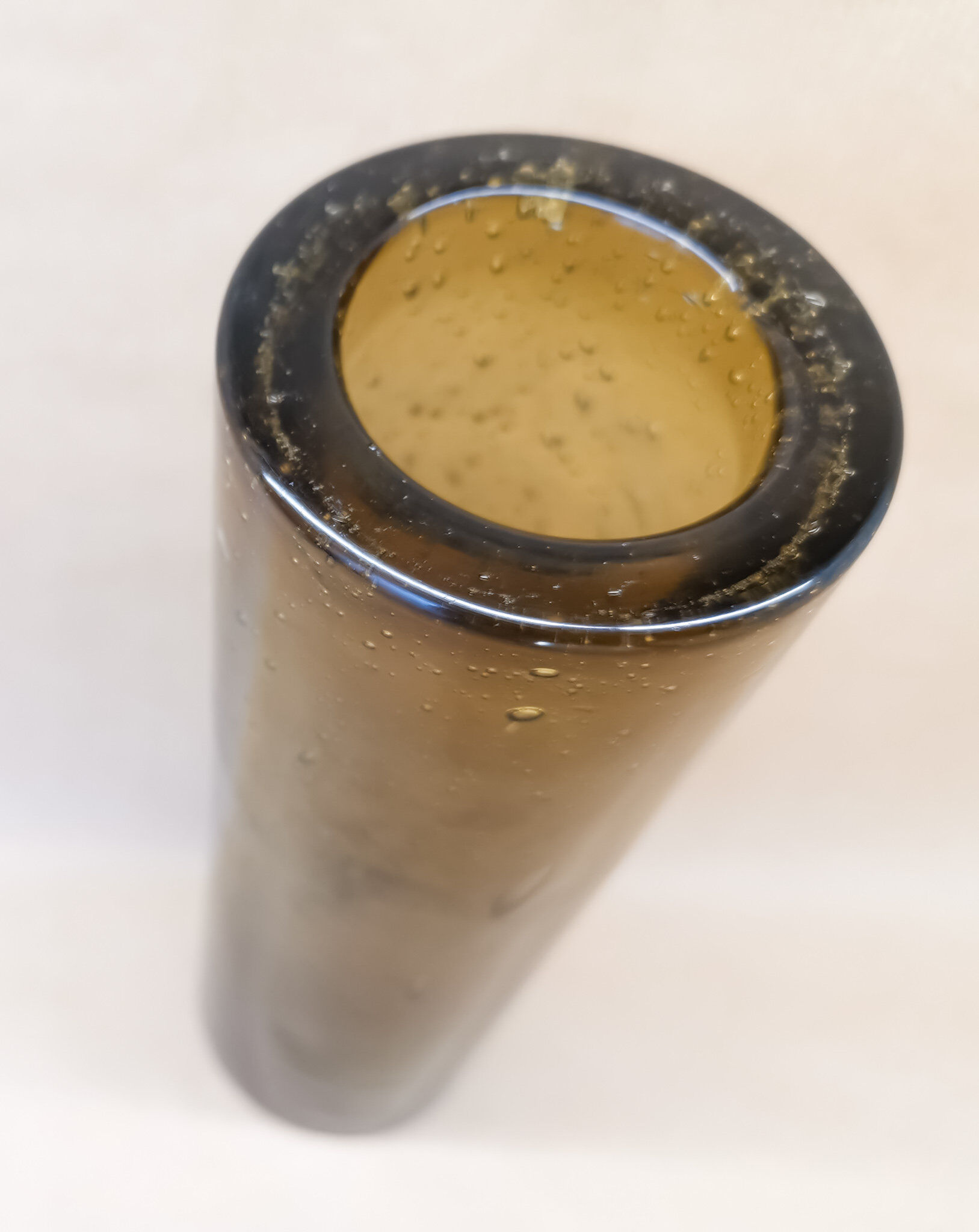 Vintage glass vase blown brown green 70s