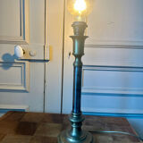 Lamp base in brass and chrome-plated steel