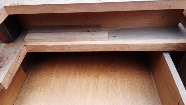 Commode coiffeuse chêne et marbre