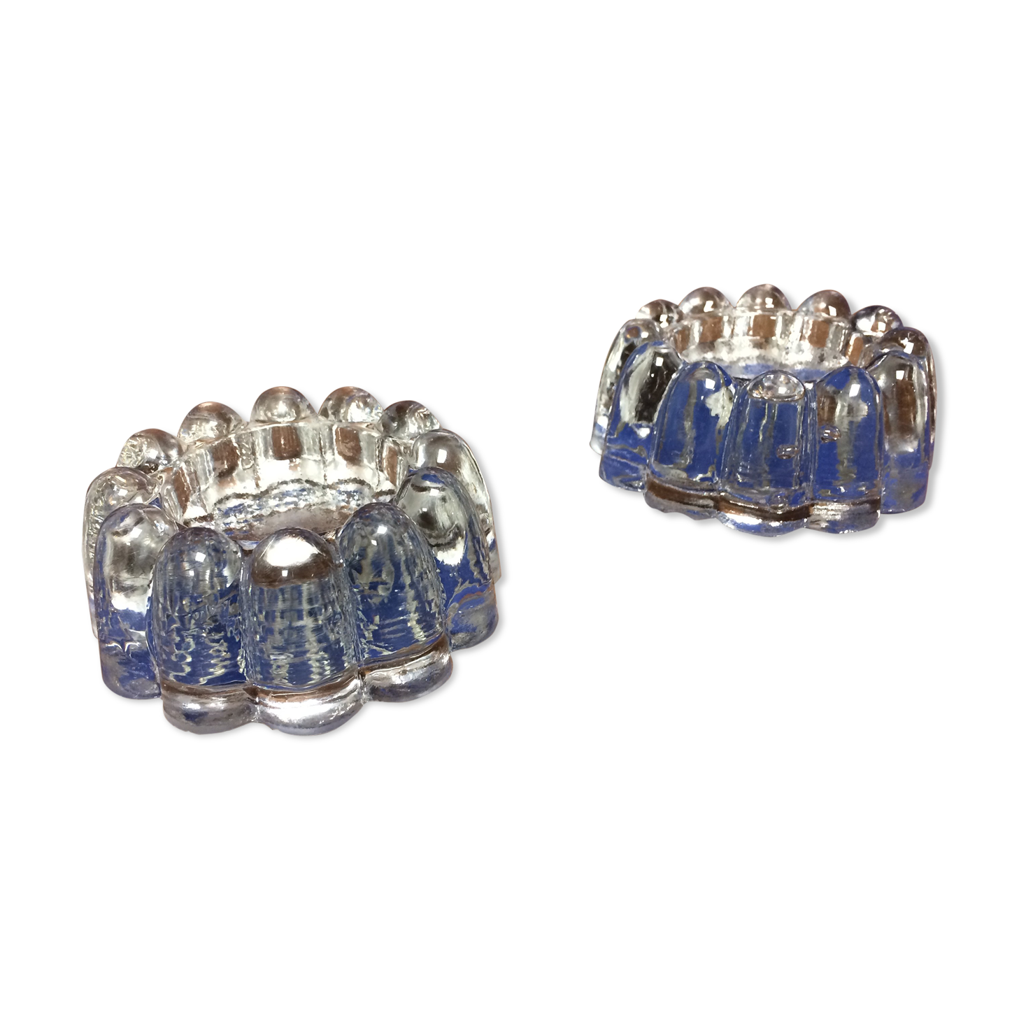 Paire de bougeoirs en verre