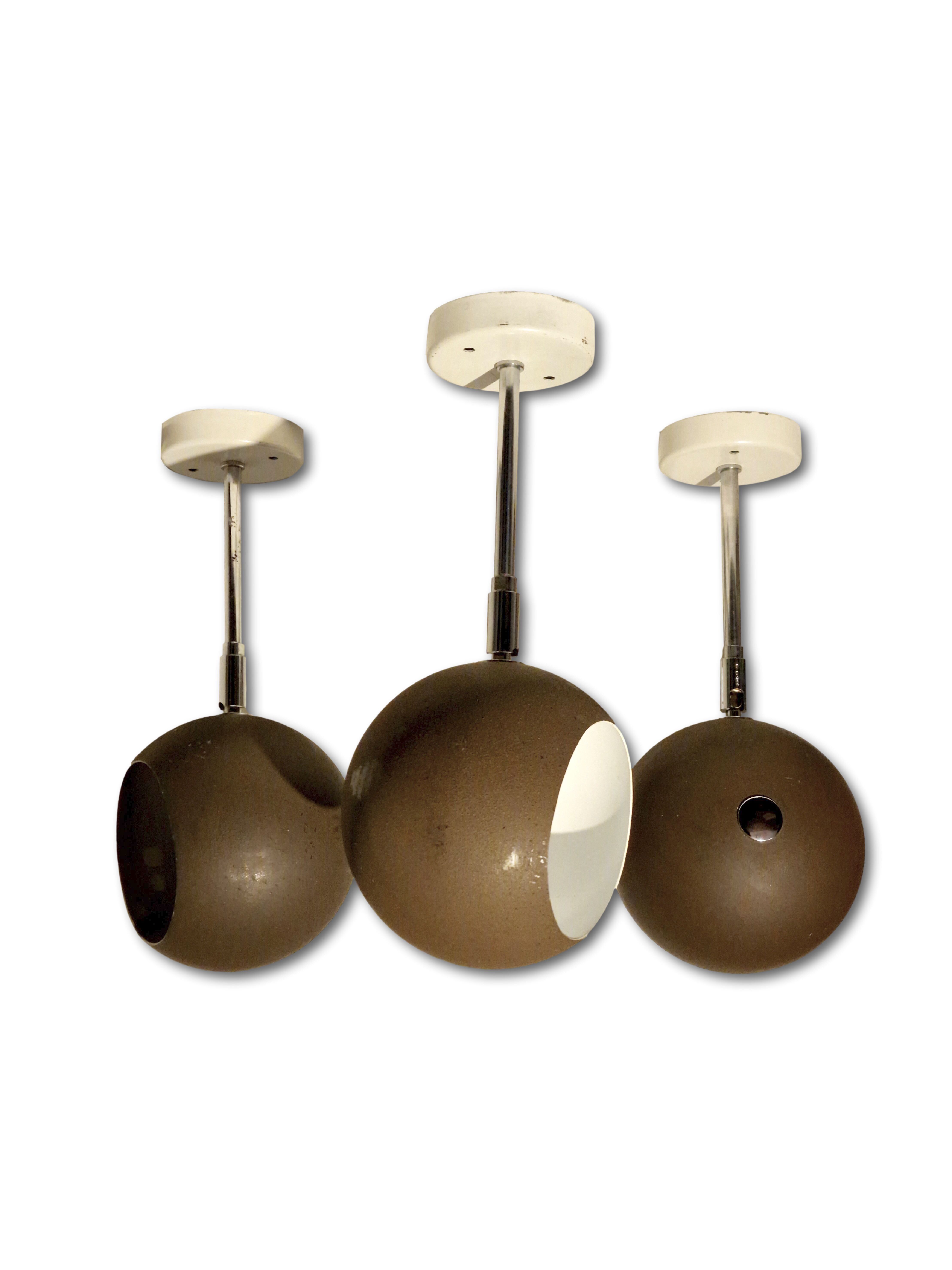 3 adjustable Hoffmeister pendant lamps, 1960s