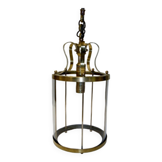 Lustre lanterne cage de verre suspension ancienne
