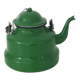 Old green kettle in enamelled metal