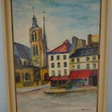 Georges Wolinski, View of Paris, oil on panel, 1982, framed