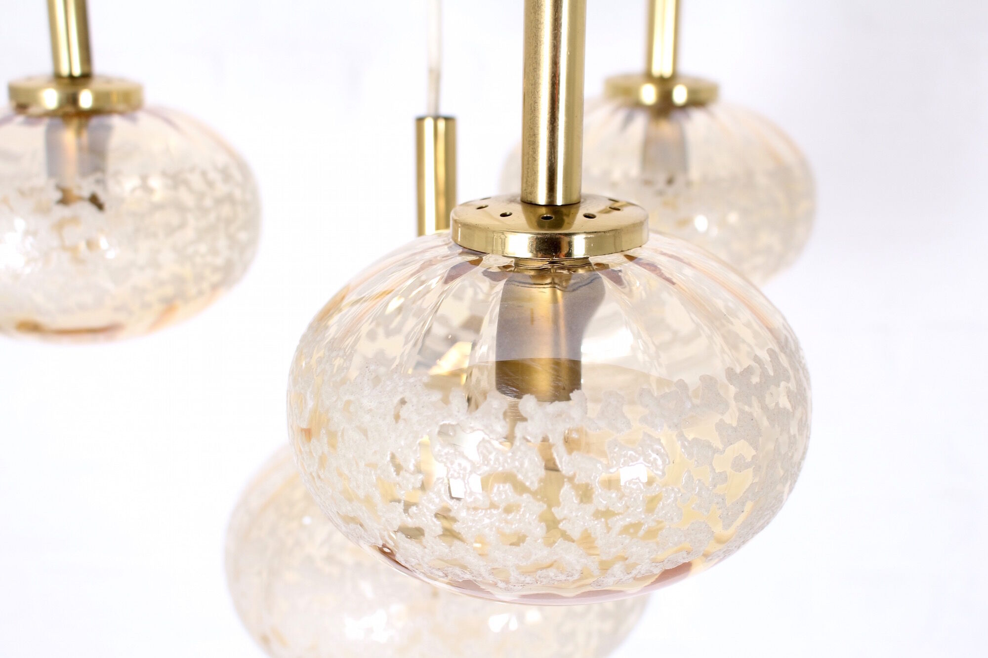 Cascade chandelier 4 globe in blown amber glass