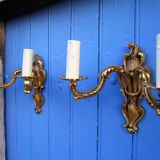 Louis XV style Bronze Brass twin arm wall lights