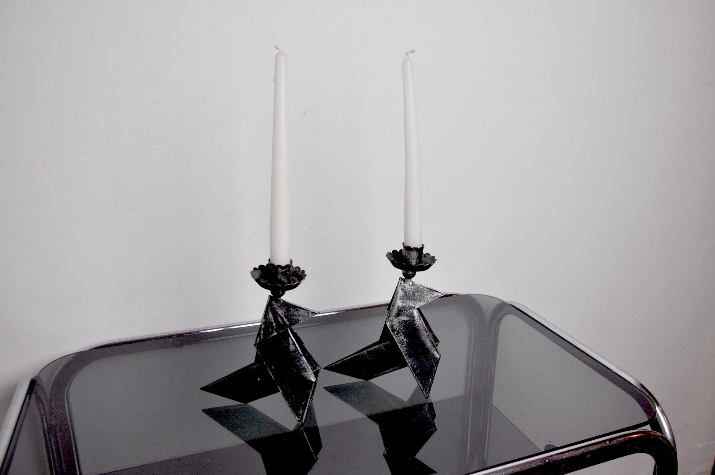 Pair of candlesticks "birds", folk art, Denmark, 1970