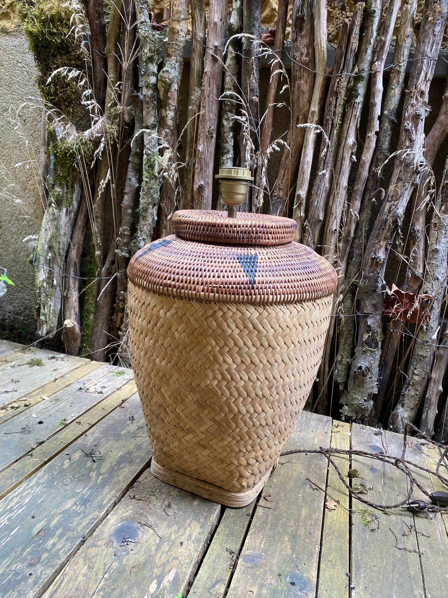 Vintage balinese basket lamp