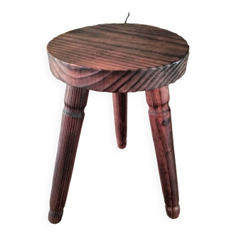 Tabouret tripode en bois style brutaliste