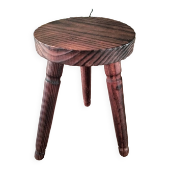 Brutalist style wooden tripod stool