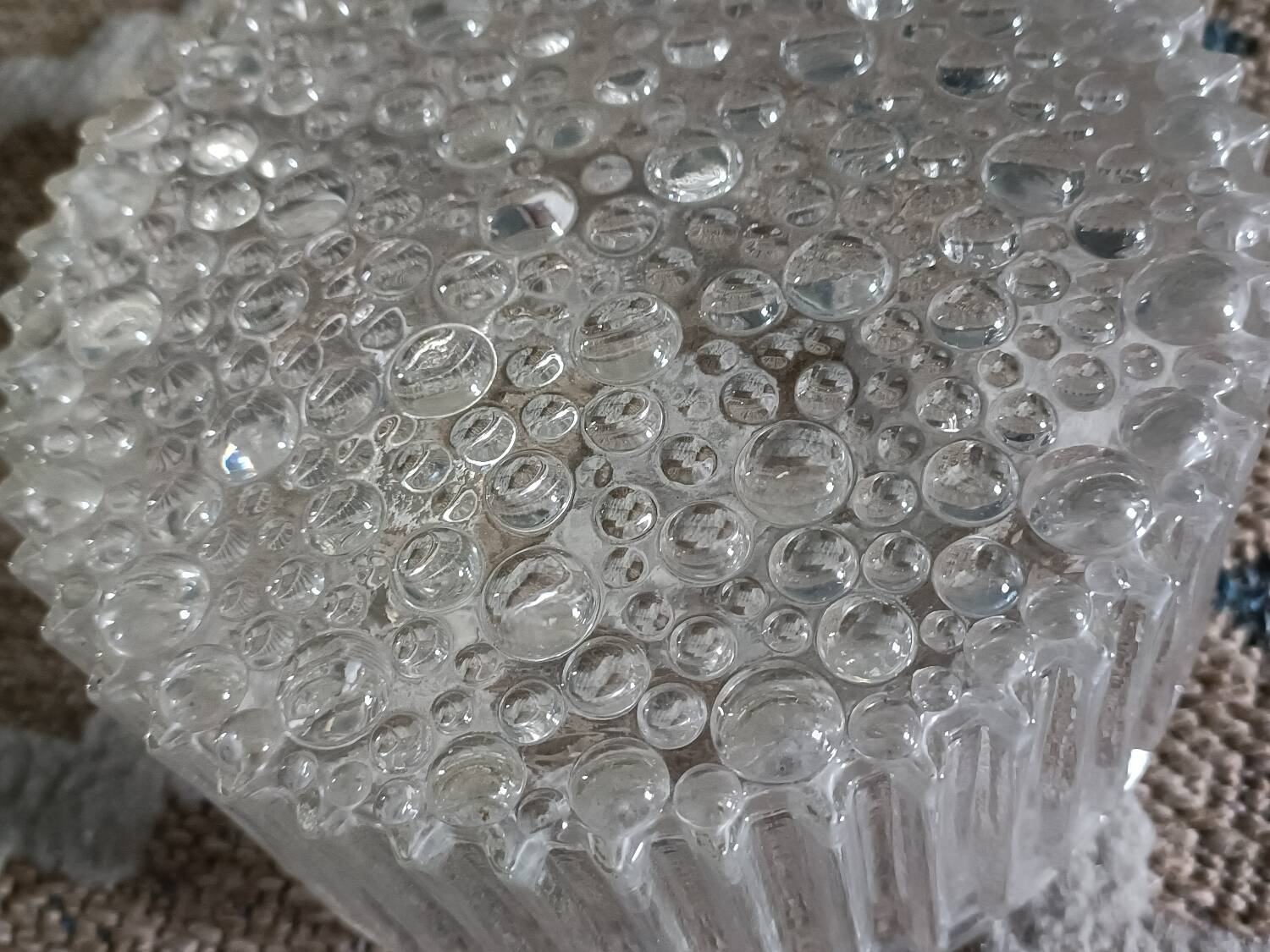 Ceiling light, wall sconce in pressed glass, 1970