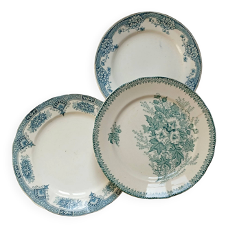 3 mismatched old plates