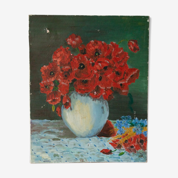 Tableau "bouquet de coquelicots"