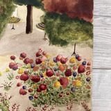 Watercolor landscape with parasols