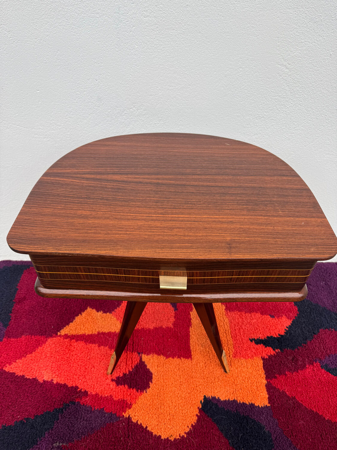 1950s half-moon tripod bedside table