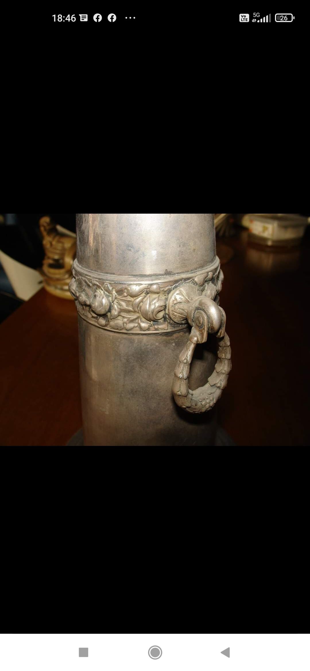 Silver-plated metal vase with floral motifs, made in 1912 by Tramboule & Choquet (silversmith's hallmark)