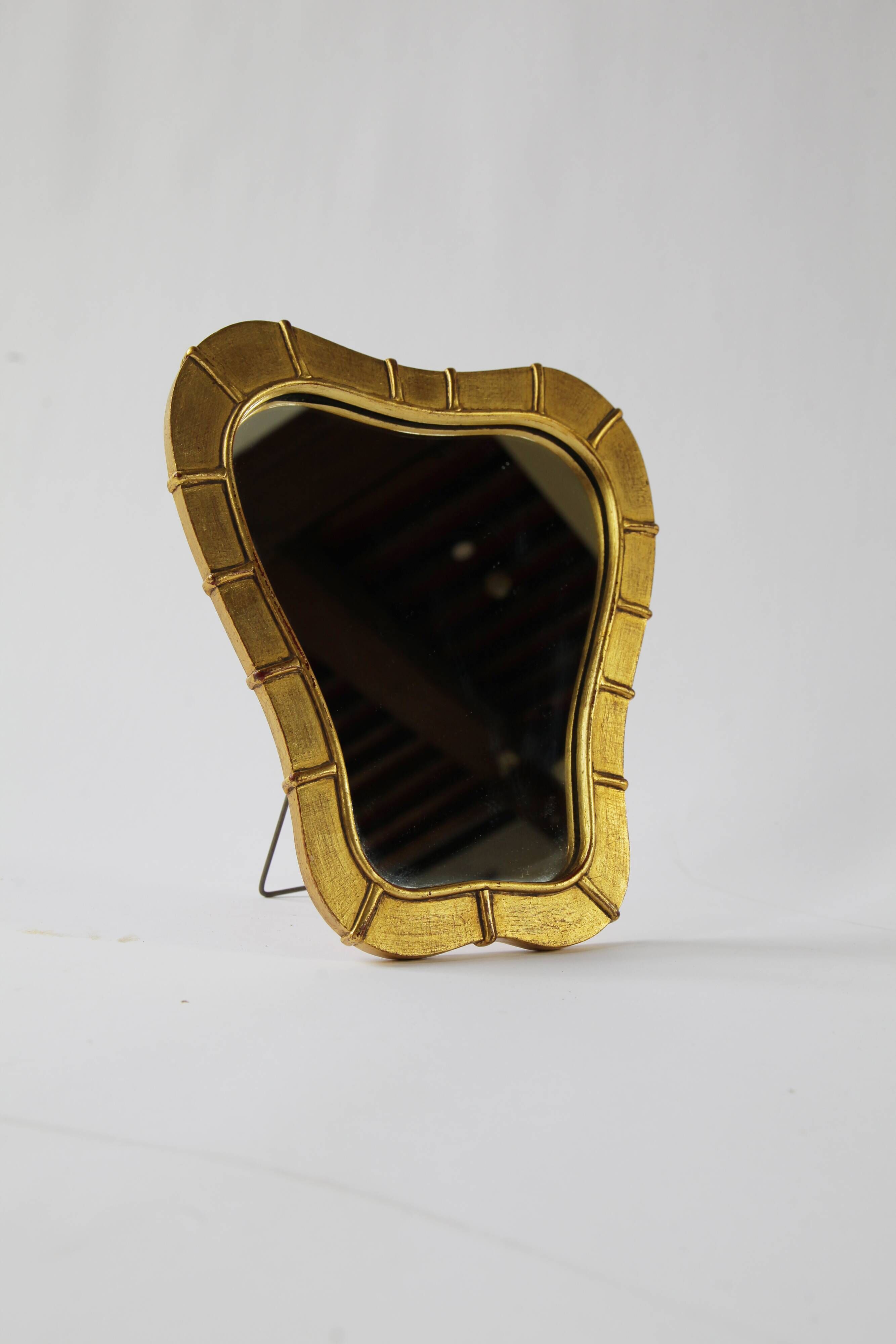 Italian table mirror in gilded wood, 1950s