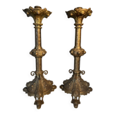 Pair of neo-Gothic candlesticks h=42cm