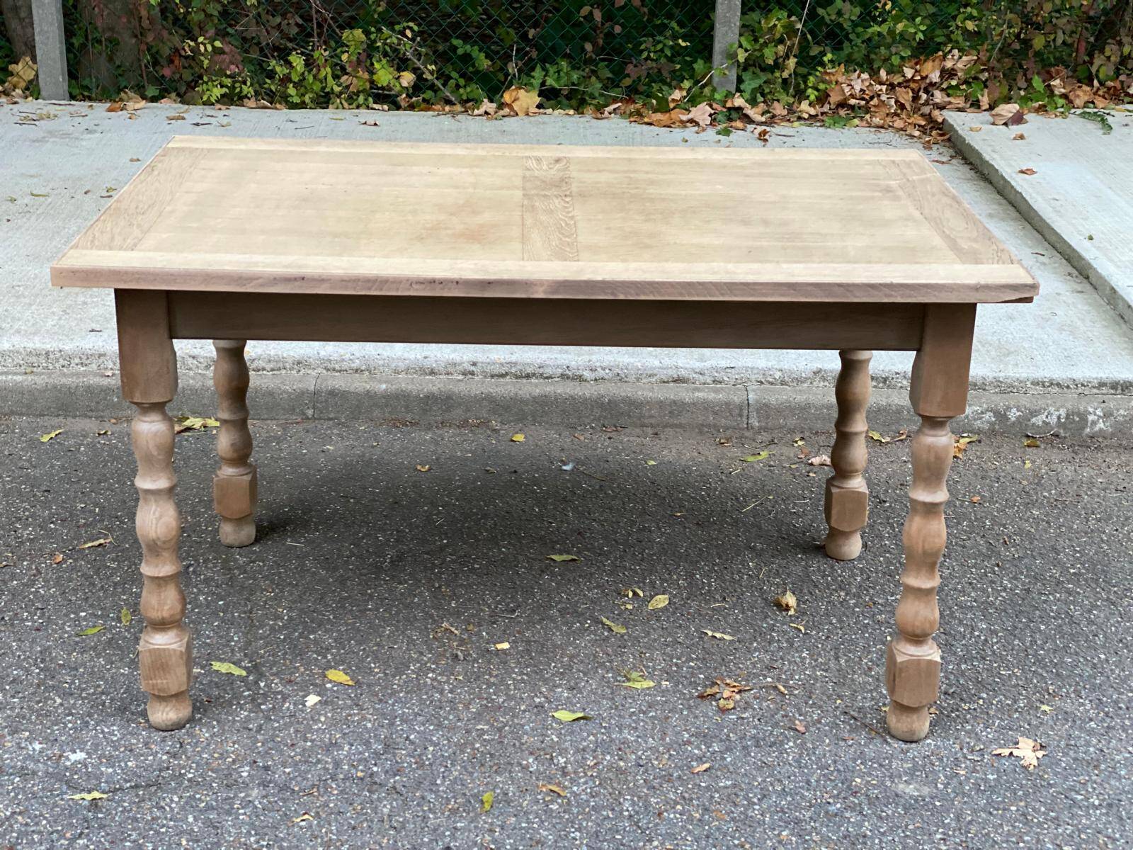 20th century extendable farmhouse dining table renovated in raw wood 225cm