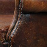 Vintage sheep leather wingback chair