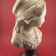 Bust of a young girl in terracotta painted and signed, period early xx th