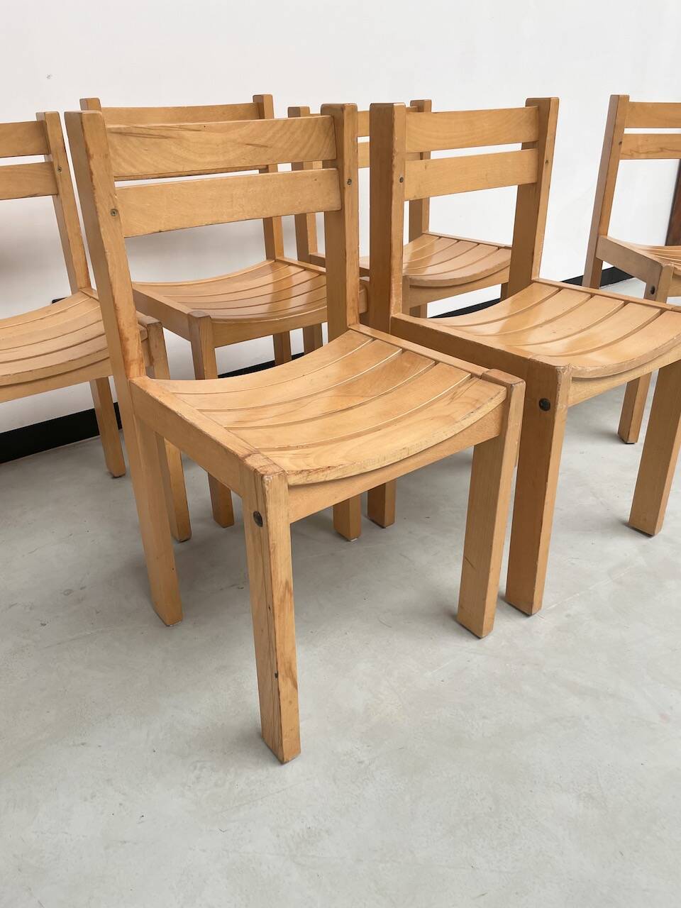 Beech chairs from the 1980s, Sornay.