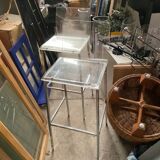 Set of 2 transparent Plexiglas bar chairs, chrome legs