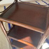 Sellette vintage en bois et rotin